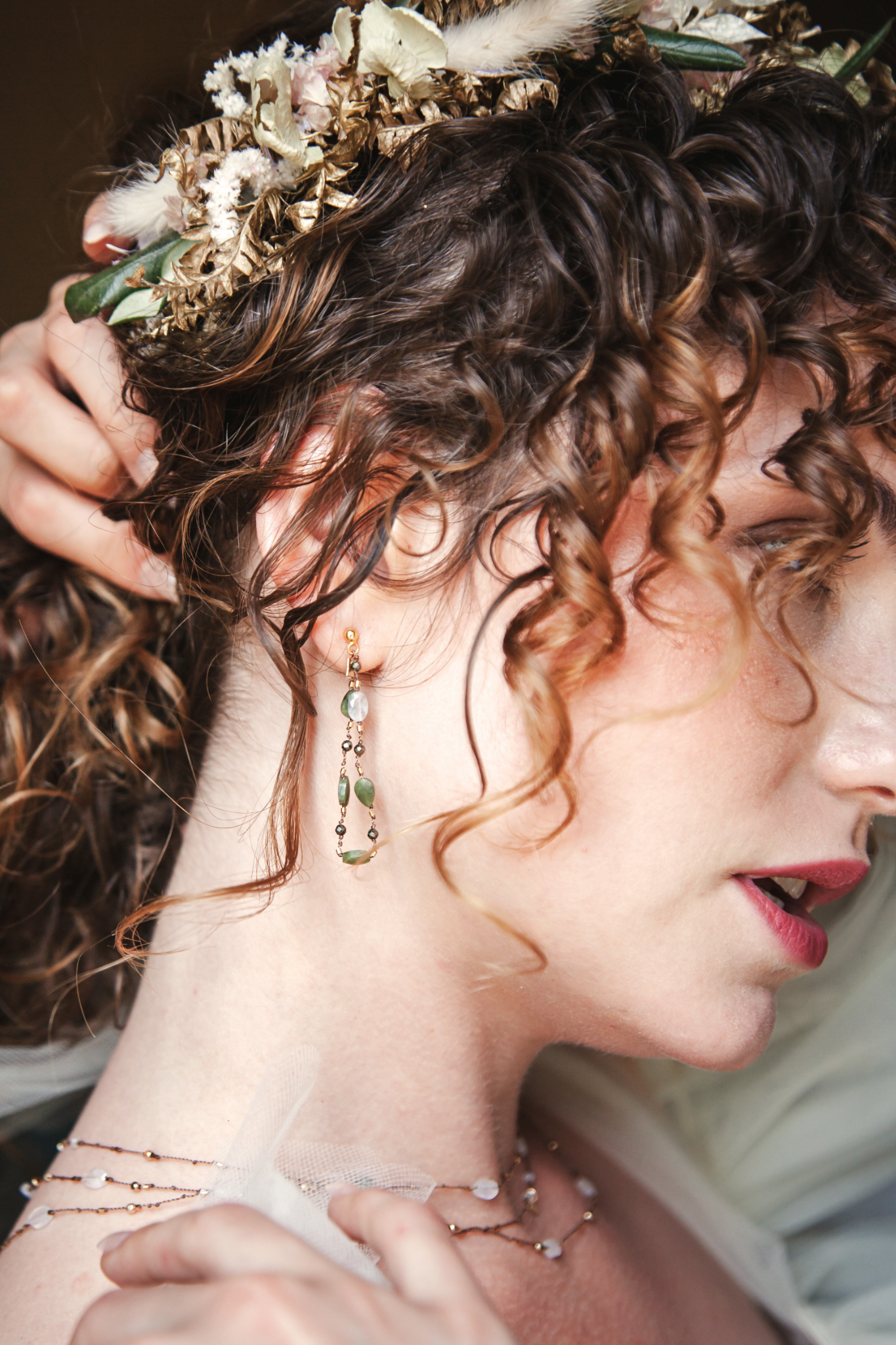Boucles d'oreilles Jade et Pierre de Lune