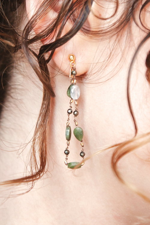 Boucles d'oreilles Jade et Pierre de Lune