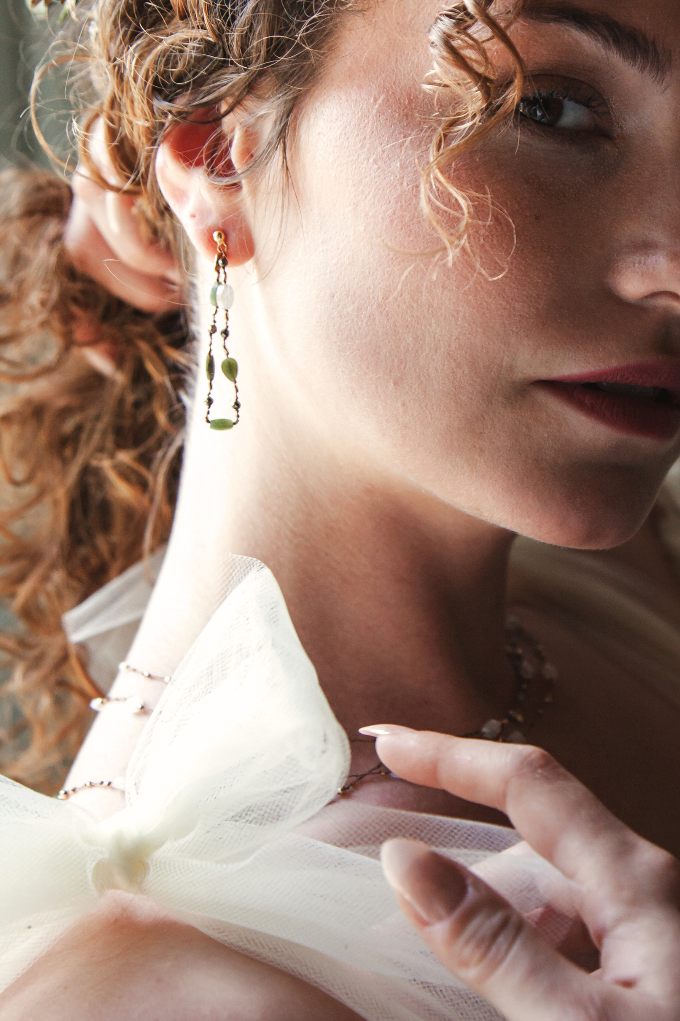 Boucles d'oreilles Jade et Pierre de Lune