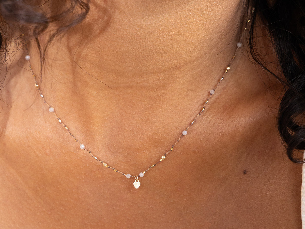 Collier Petit Coeur et Pierre de Lune