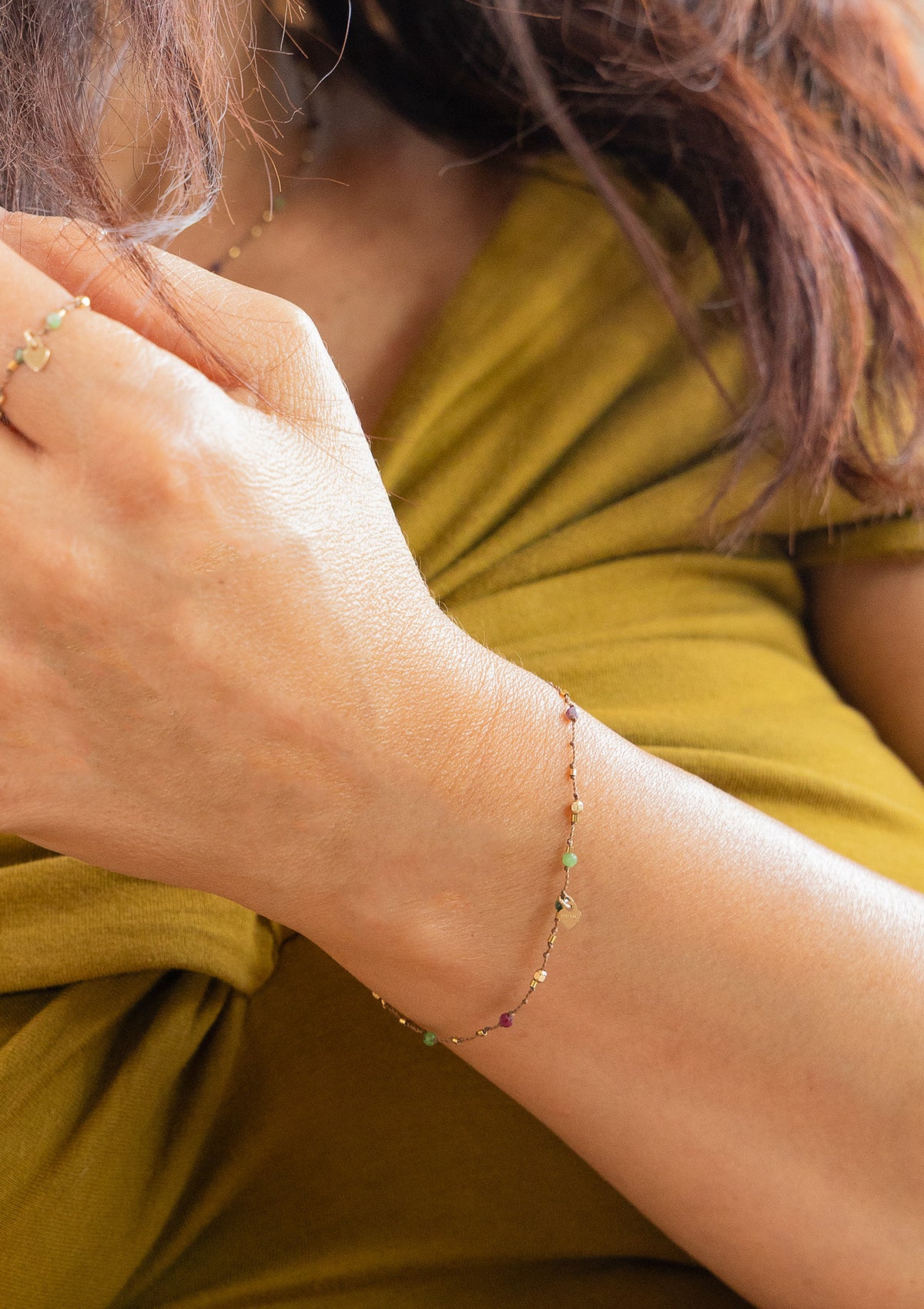 Bracelet Petit Cœur et Rubis Zoïsite