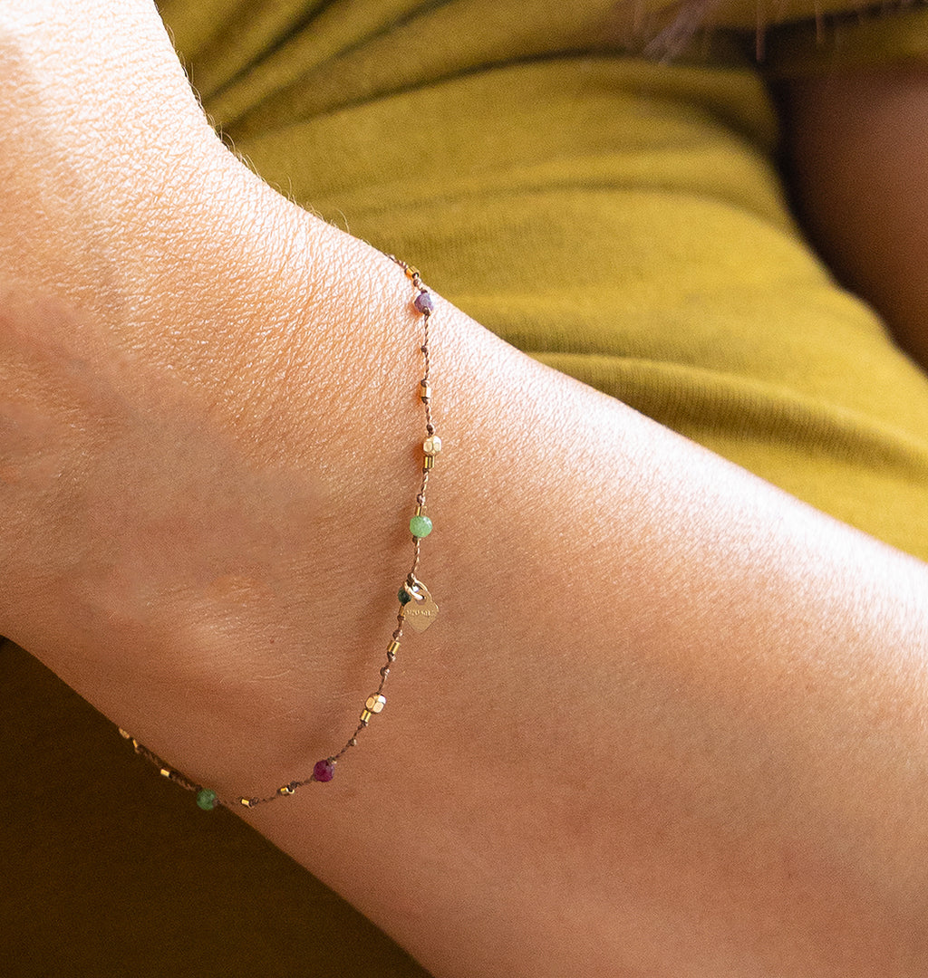 Bracelet Petit Cœur et Rubis Zoïsite