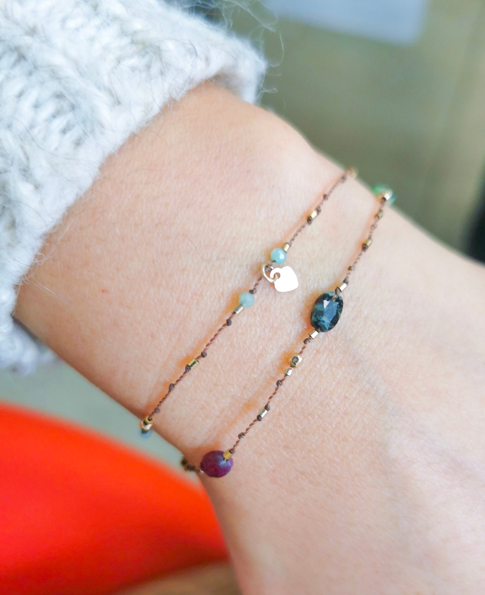 Bracelet Petit Cœur et Chrysoprase