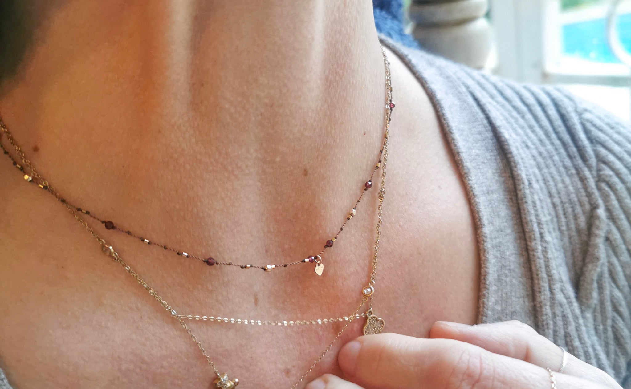 Collier Petit Coeur et Grenat