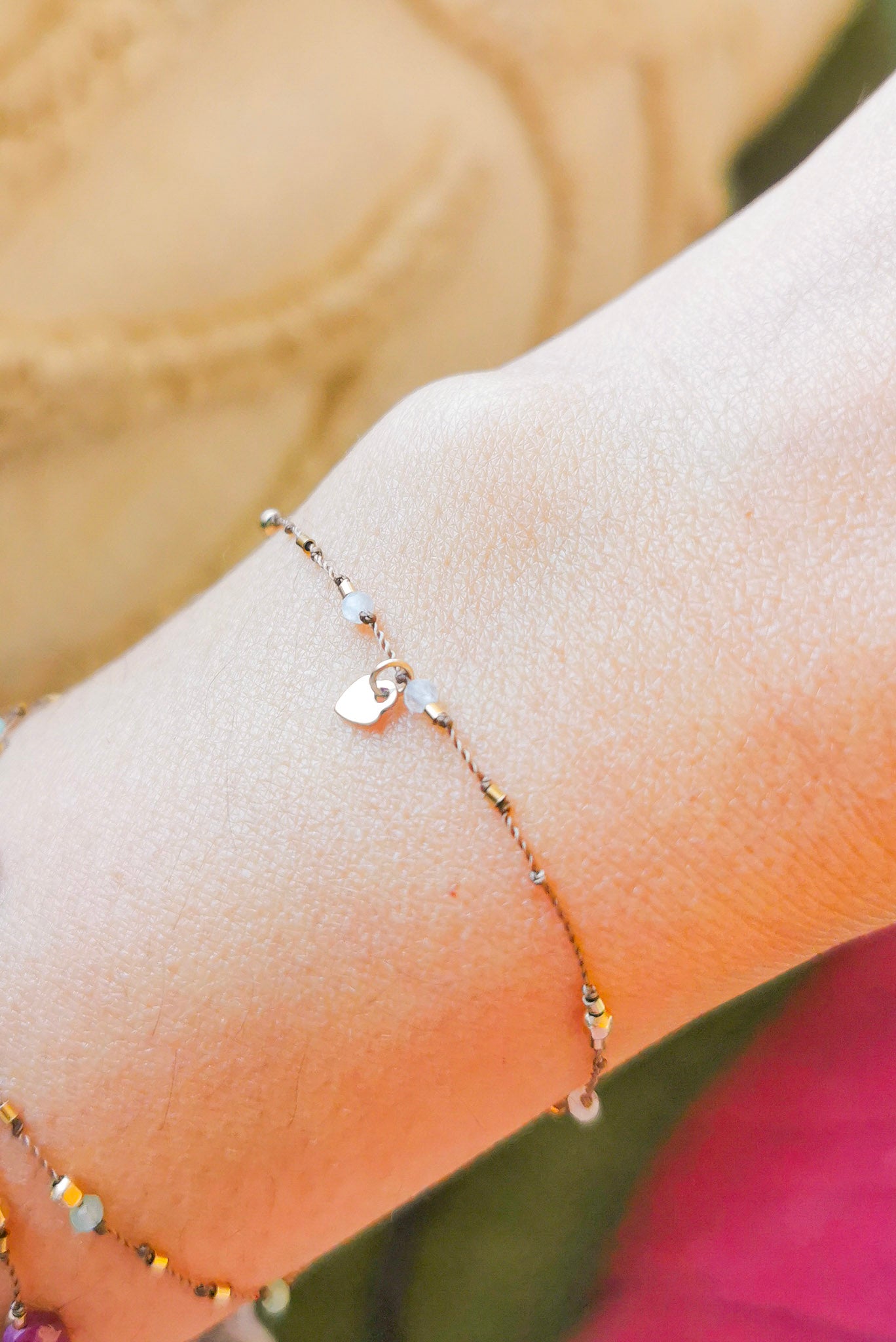 Bracelet Petit Cœur et Pierre de Lune