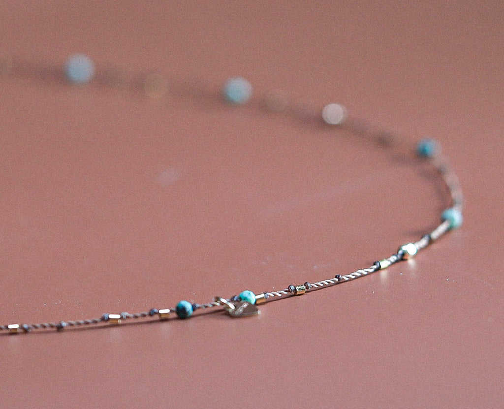 Collier Petit Coeur  et Jaspe Turquoise