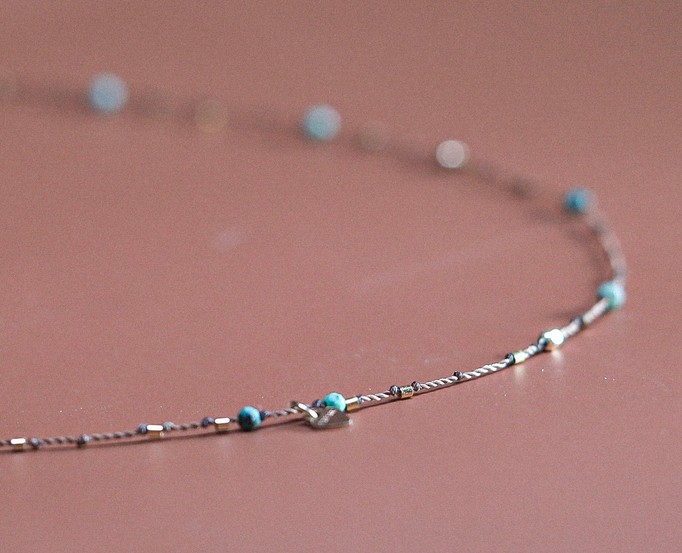 Collier Petit Coeur  et Jaspe Turquoise