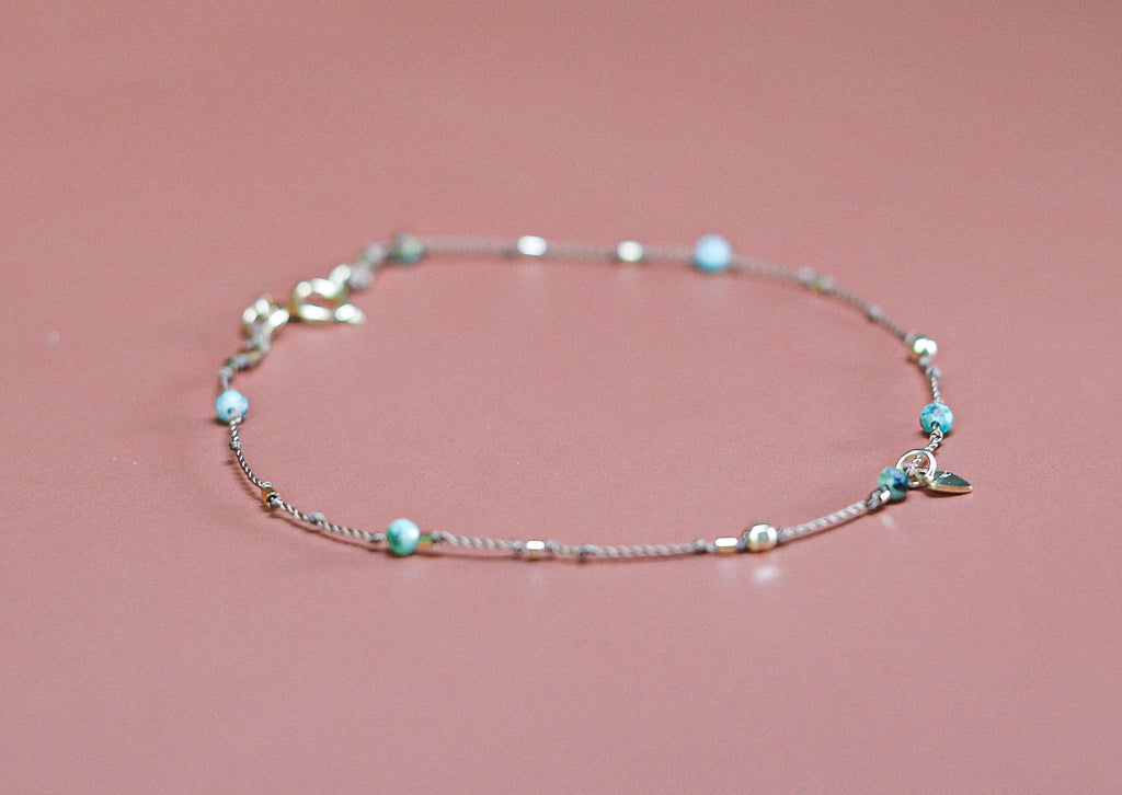 Bracelet  Petit Cœur et Jaspe Turquoise