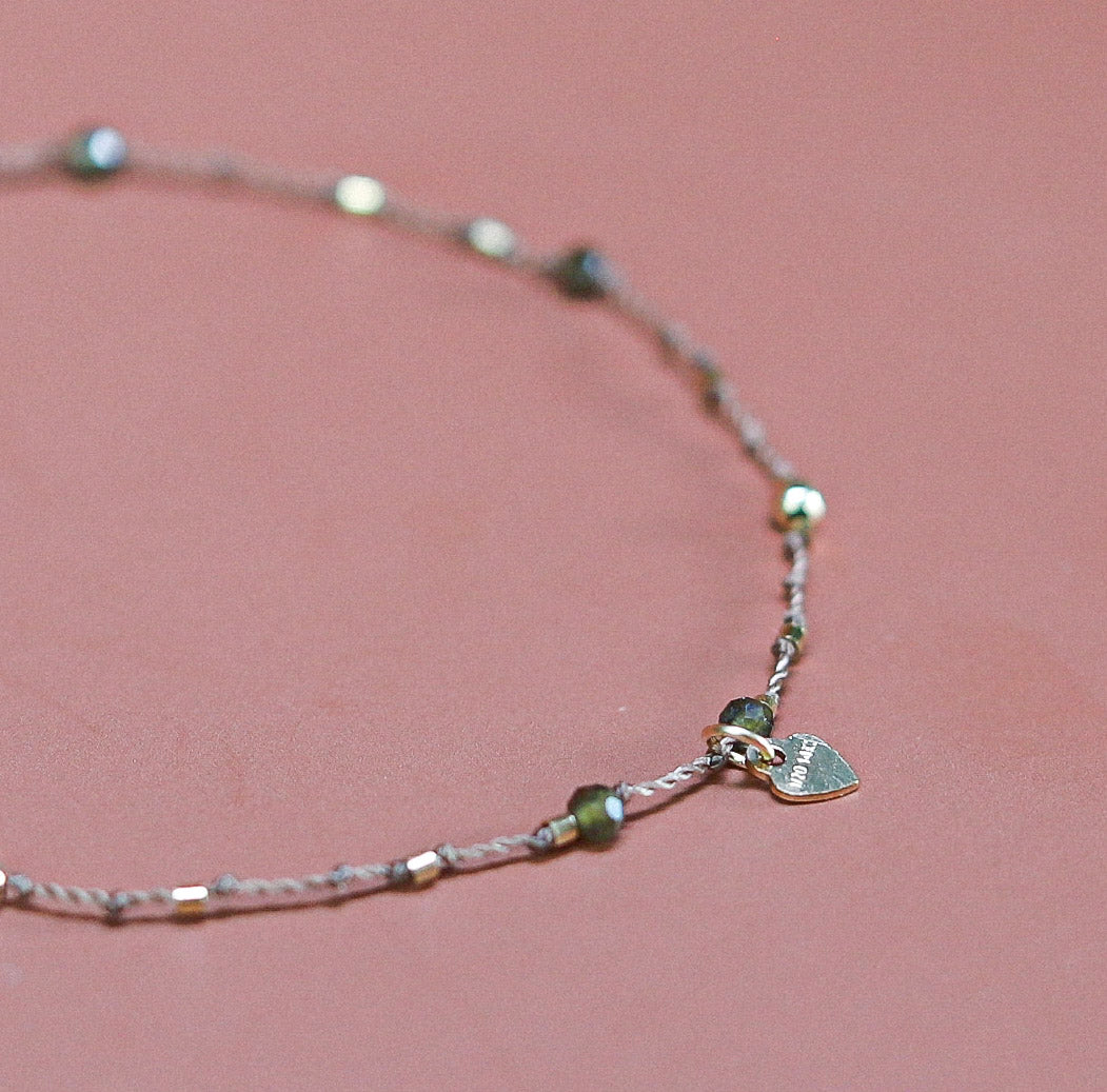 Bracelet Petit Cœur et Obsidienne