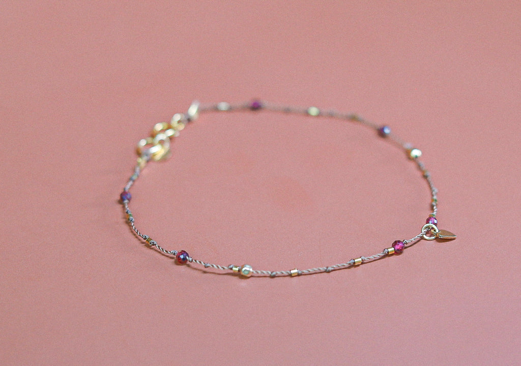 Bracelet Petit Cœur et Grenat