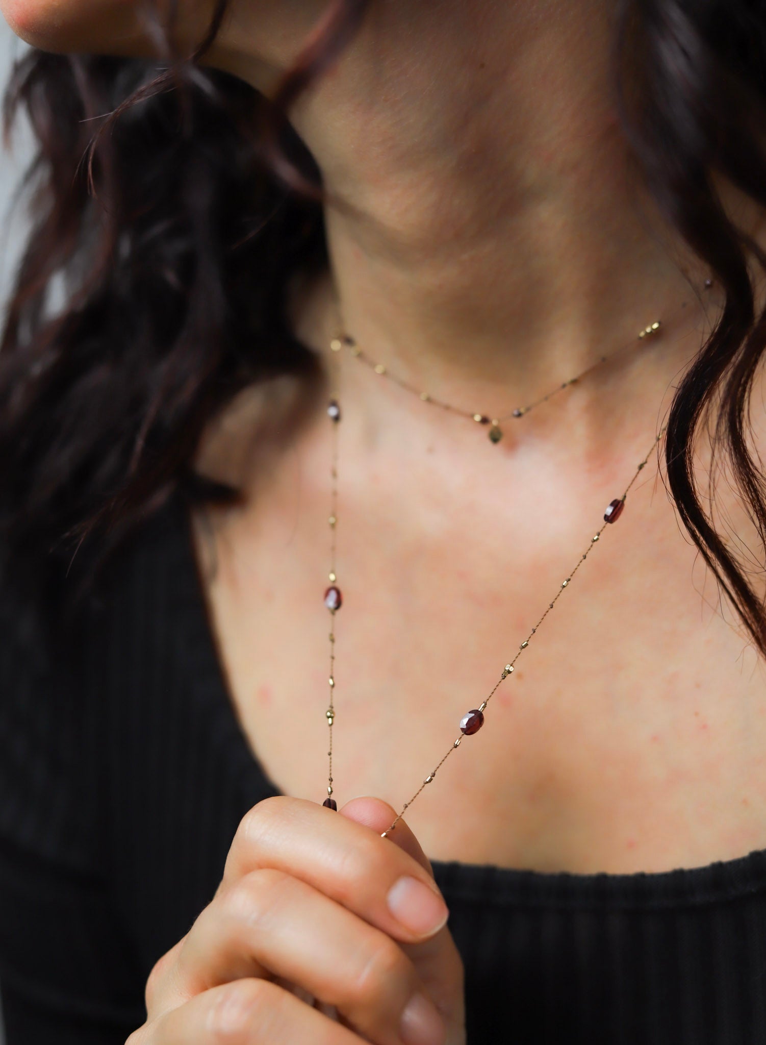 Collier Long  Grenat