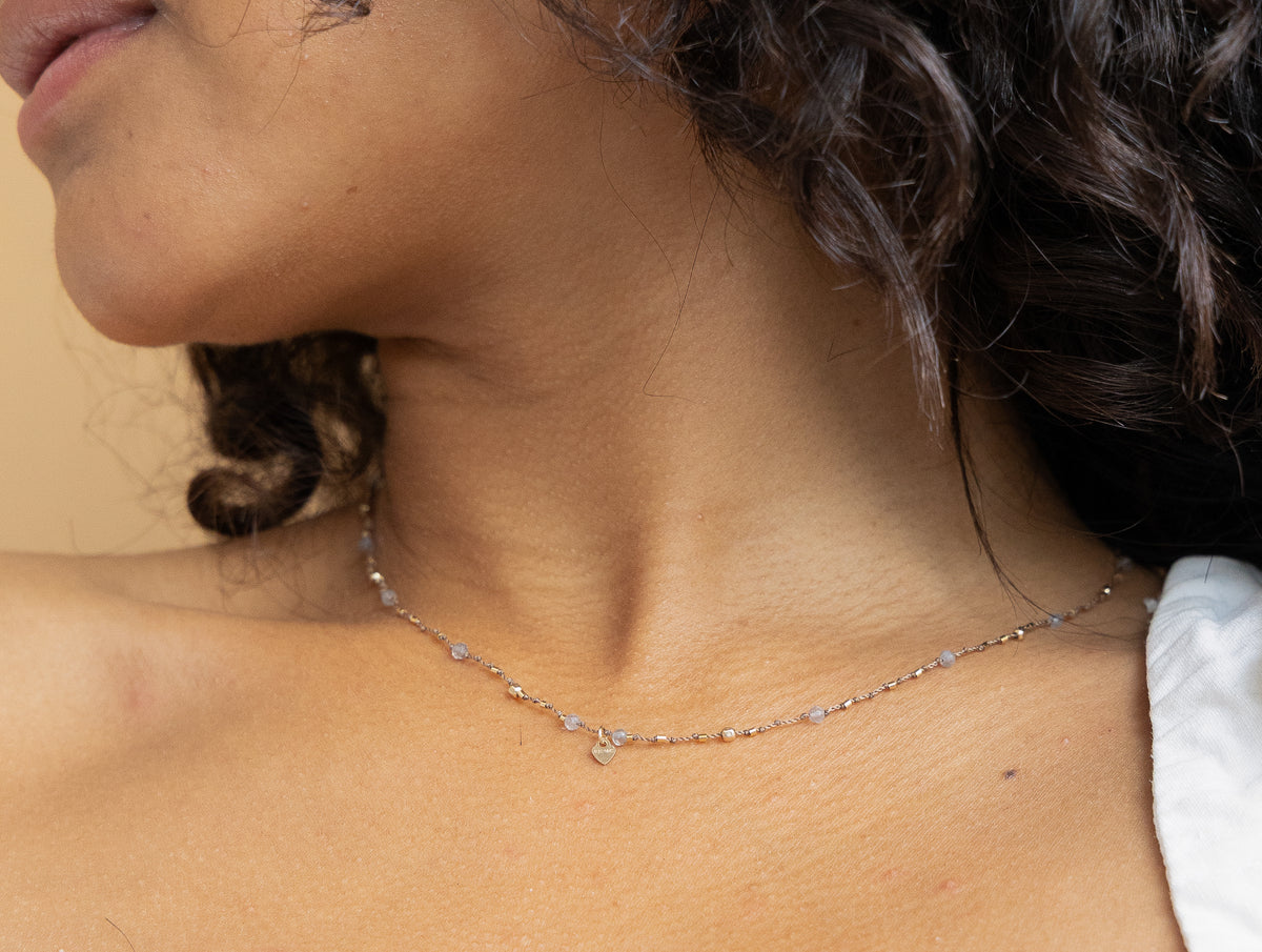 Collier Petit Cœur et Labradorite