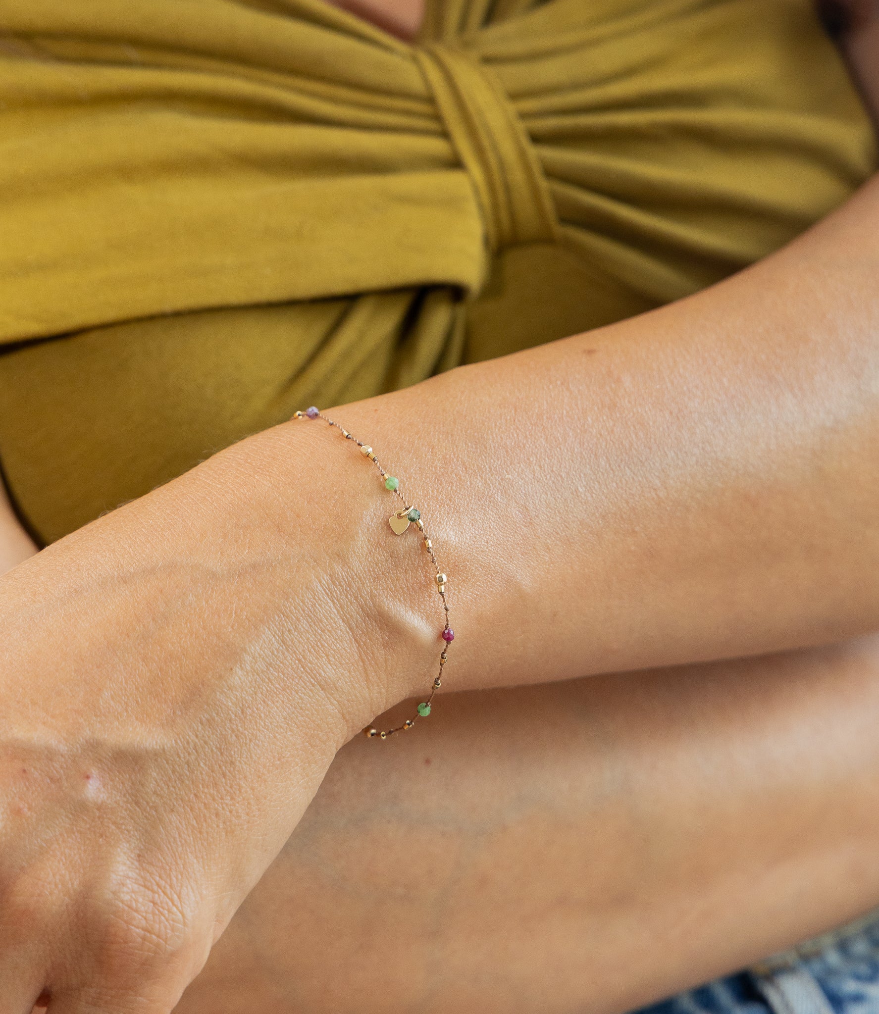 Bracelet Petit Cœur Rubis Zoïsite