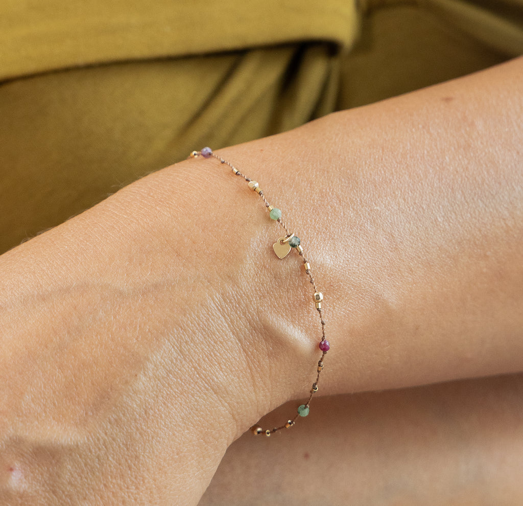 Bracelet Petit Cœur Rubis Zoïsite