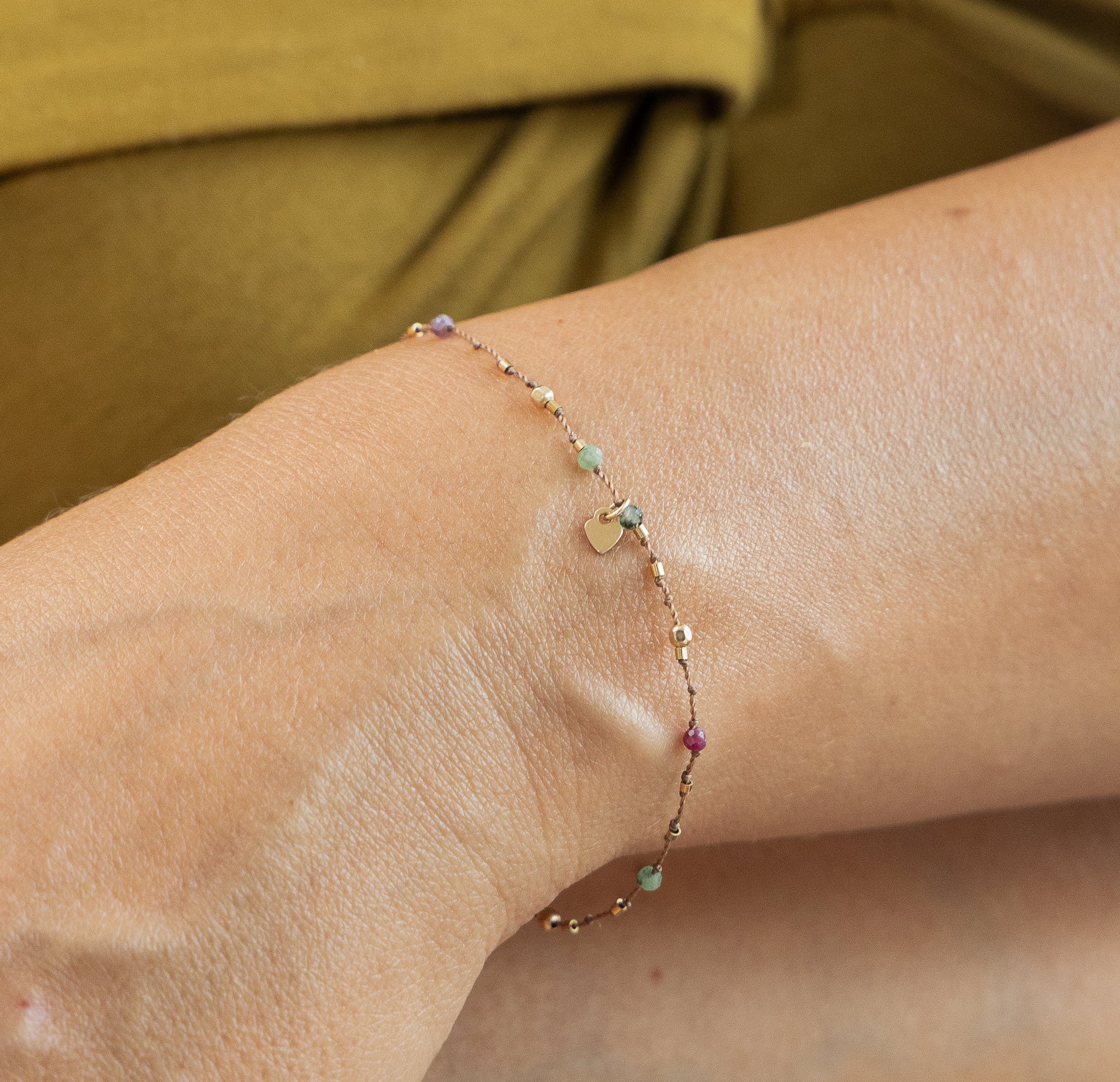 Bracelet Petit Cœur Rubis Zoïsite