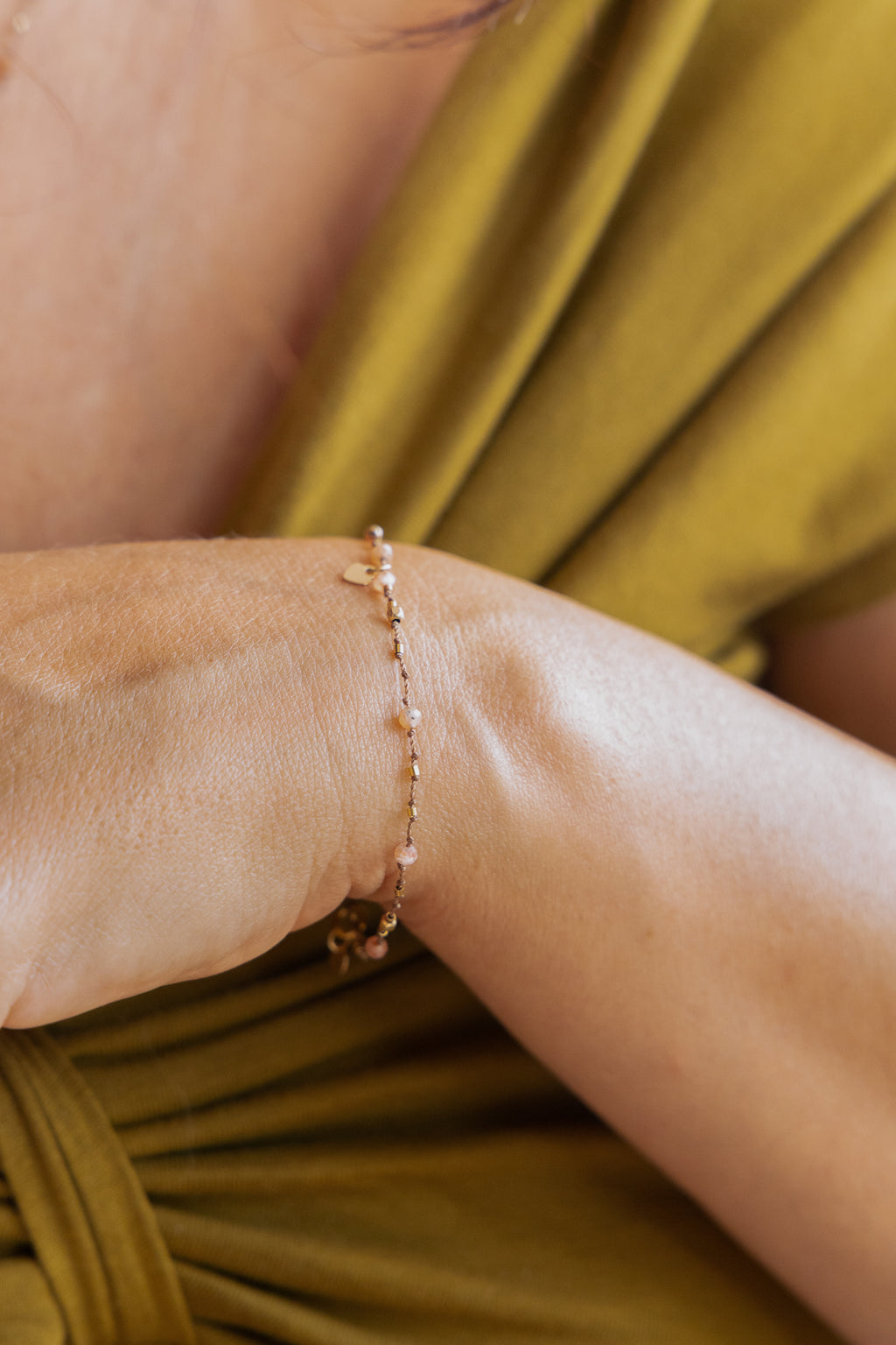Bracelet Petit Cœur et Pierre de Soleil