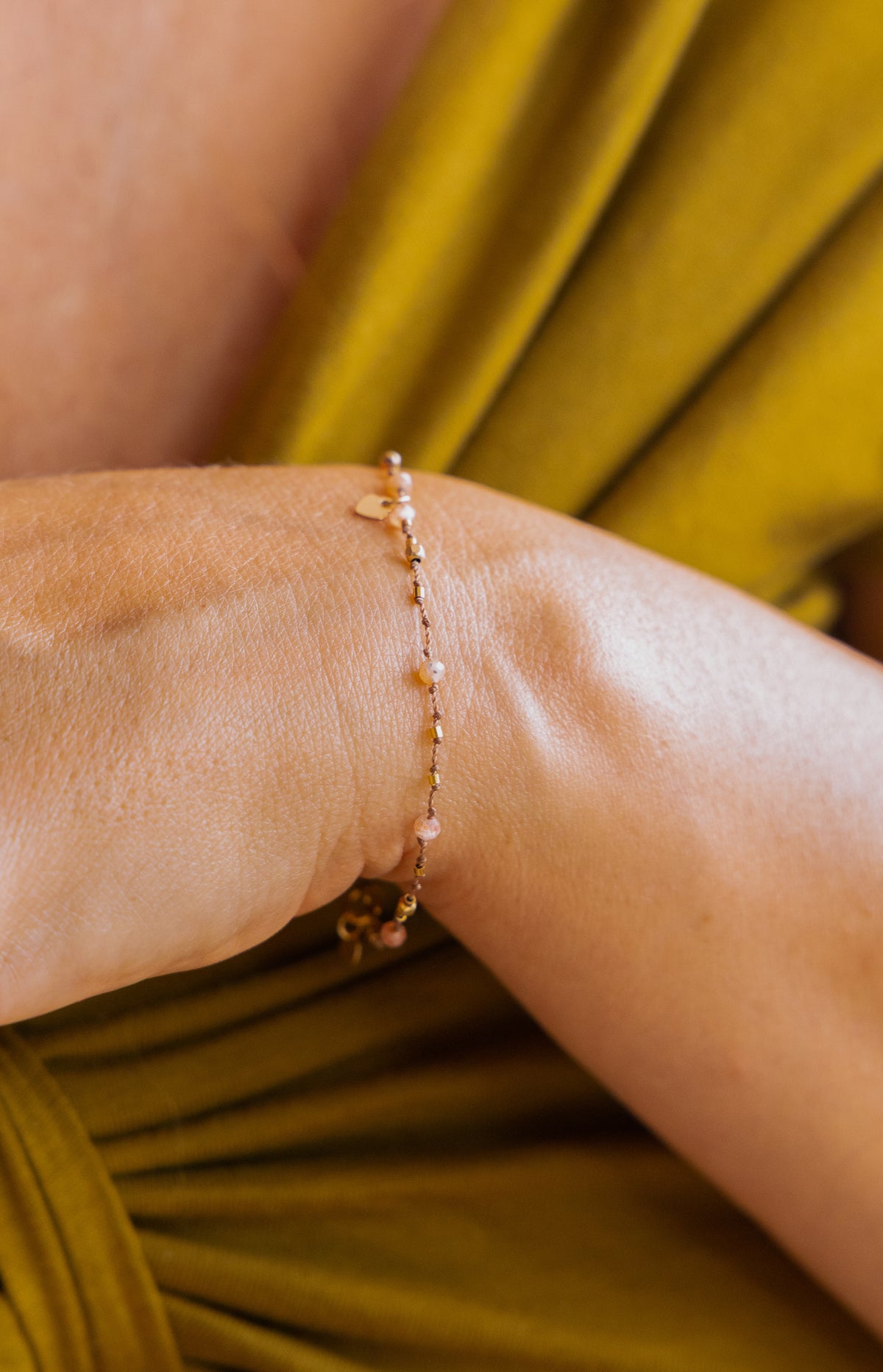 Bracelet Petit Cœur et Pierre de Soleil
