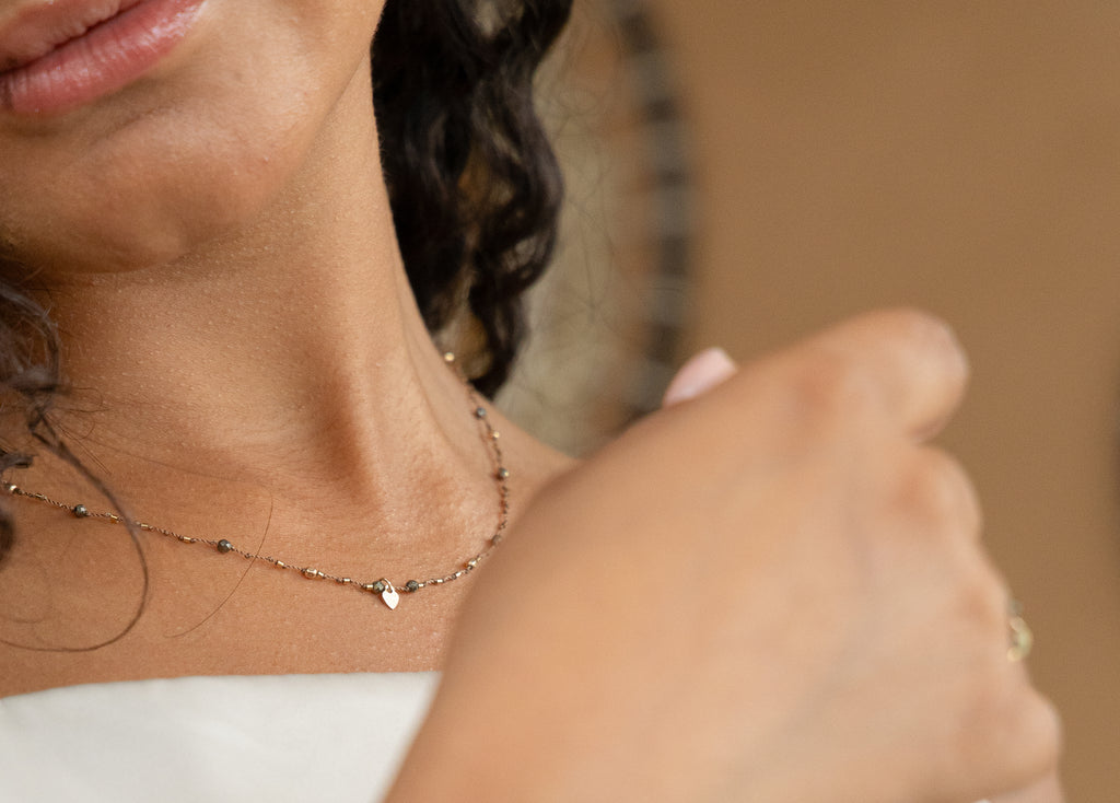 Collier Petit Coeur et Pyrite