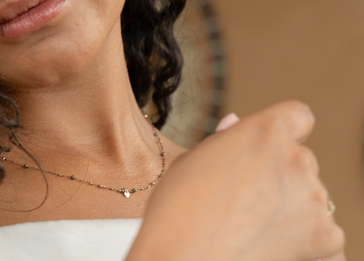 Collier Petit Coeur et Pyrite