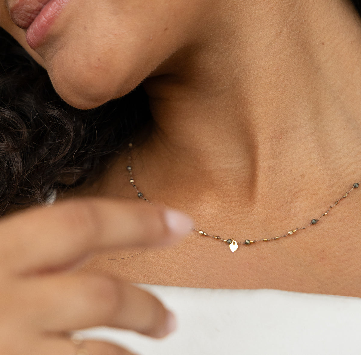 Collier Petit Coeur et Pyrite