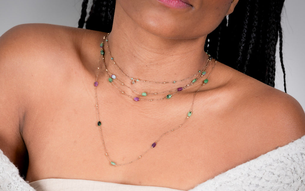 Collier Long Rubis Zoïsite