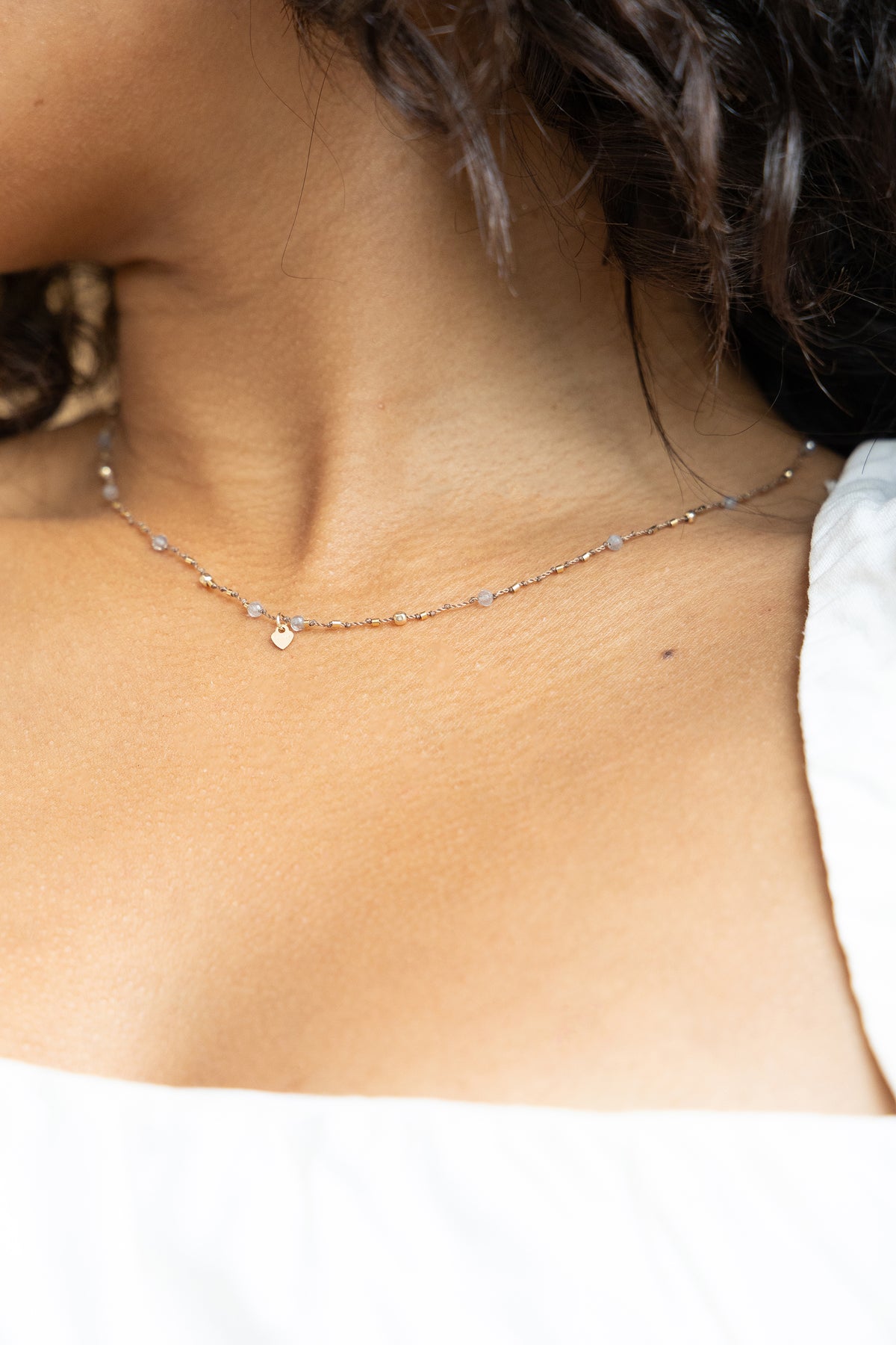 Collier Petit Cœur et Labradorite