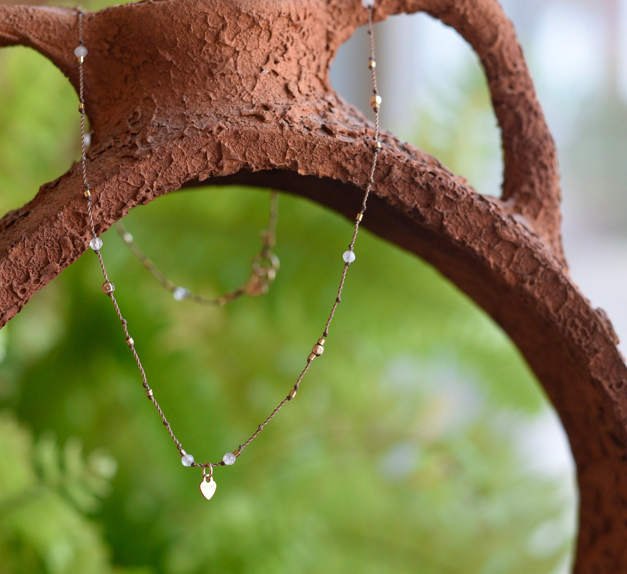 Collier Petit Coeur et Pierre de Lune