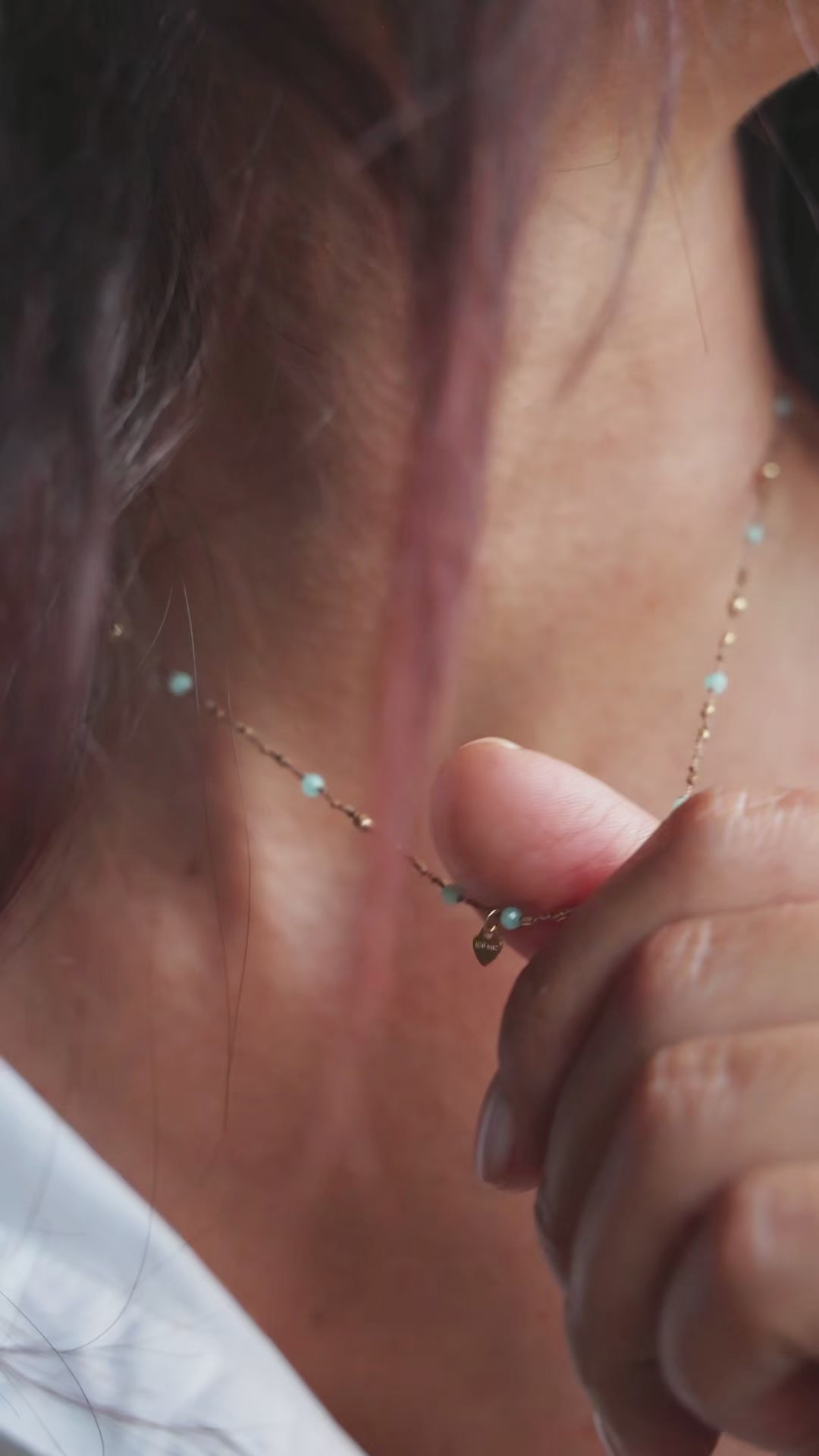 Collier Petit Cœur et Amazonite