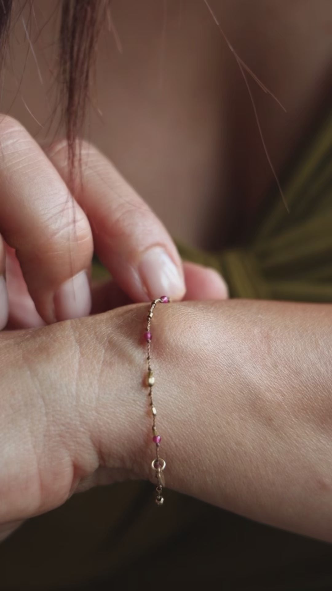 Bracelet Petit Cœur et Spinelle Rose